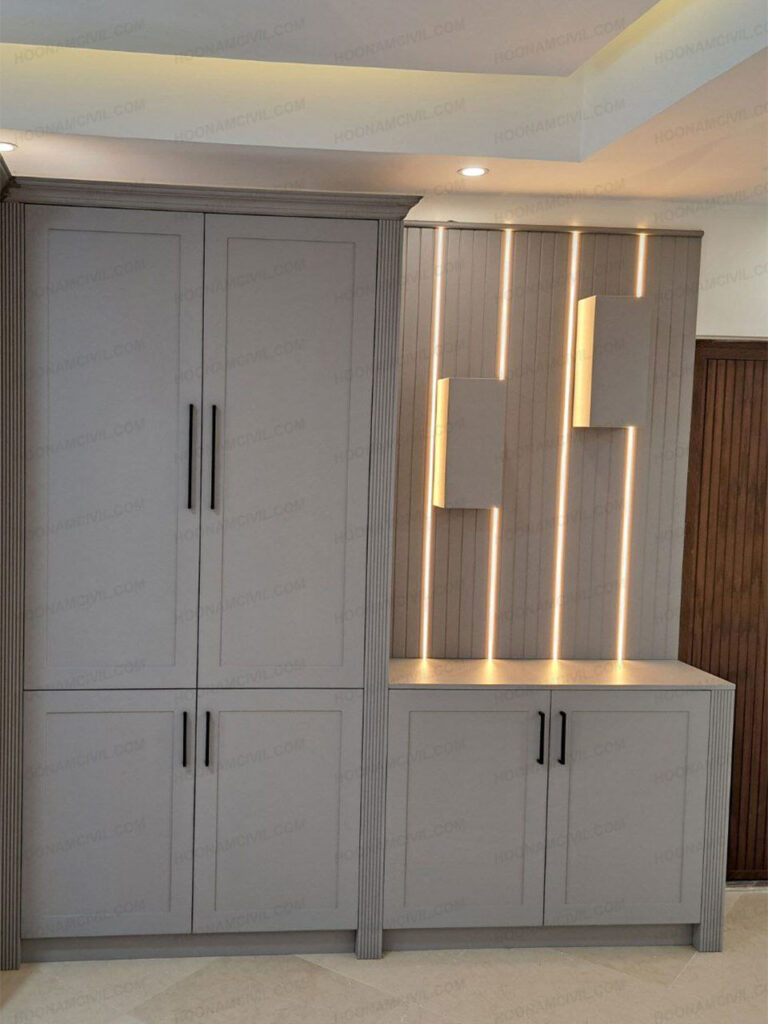 کمد دیواری نئوکلاسیک طوسی