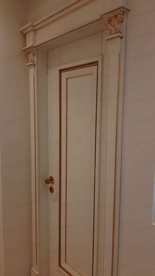 درب اتاق چوبی سفید طلایی