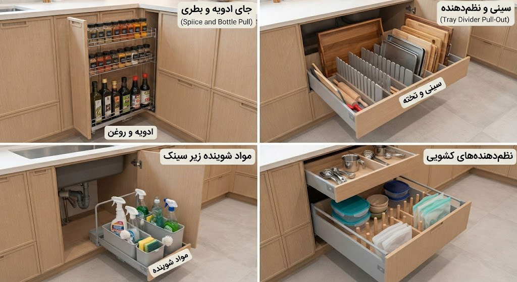 ایده‌های هوشمندانه برای افزایش فضای کابینت آشپزخانه کوچک